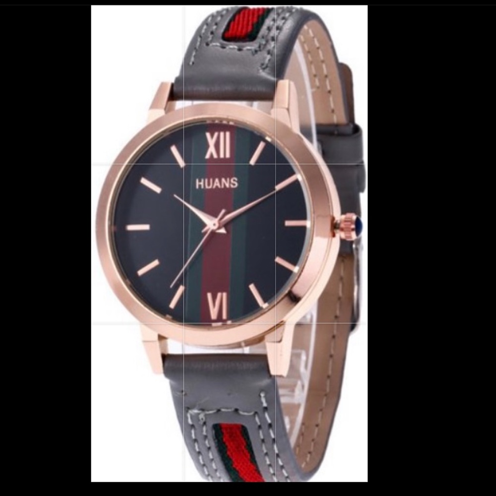 Unisex Leather Watch- Gray